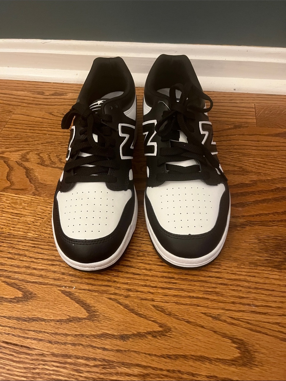 New Balance 480 Leather Shoes Sneakers White Black Men's Size 8.5 BB480LBA NWOT